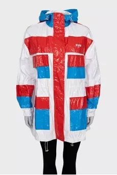 Long windbreaker with a hood