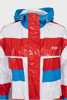 Long windbreaker with a hood