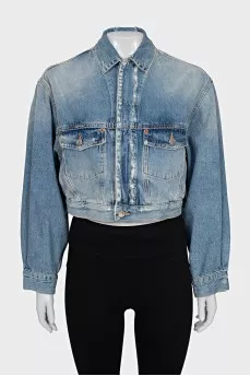 Cropped denim jacket with pockets
