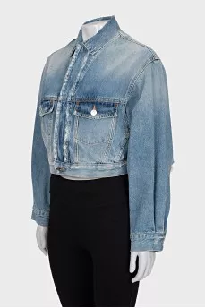 Cropped denim jacket with pockets