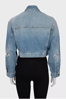Cropped denim jacket with pockets