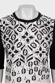 Straight blouse made of wool and silk