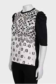 Straight blouse made of wool and silk