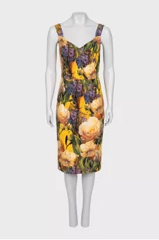 Yellow dress with floral print