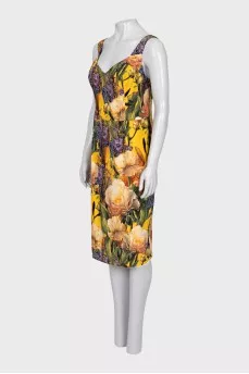 Yellow dress with floral print