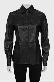Leather button-down shirt