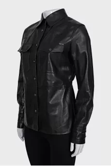 Leather button-down shirt