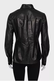 Leather button-down shirt
