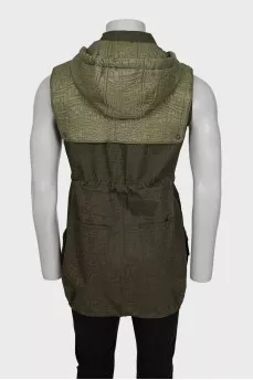 Men's vest with a detachable hood