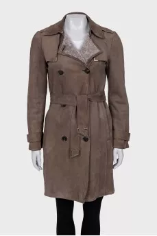 Brown coat with a belt