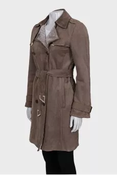 Brown coat with a belt