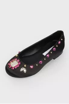 Baby ballet shoes with large rhinestones with tag