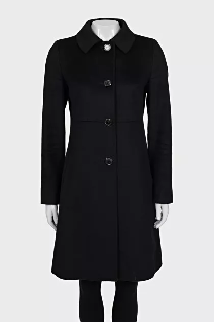 Fitted wool button-down coat