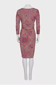 Long sleeve paisley print dress