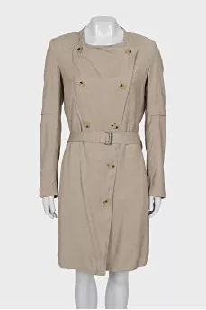 Double-breasted straight-cut trench coat