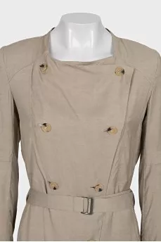Double-breasted straight-cut trench coat