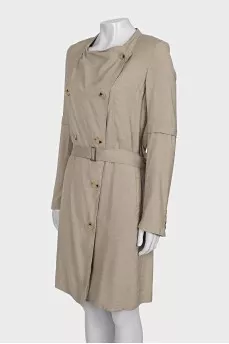 Double-breasted straight-cut trench coat