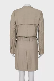 Double-breasted straight-cut trench coat
