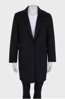 Black coat with a button