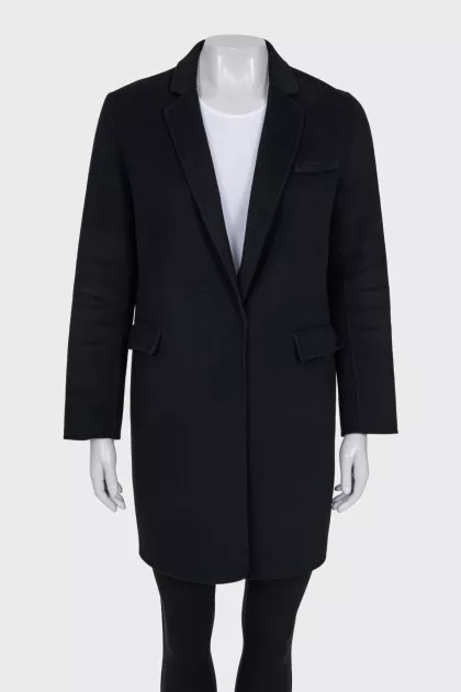 Black coat with a button