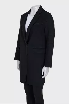 Black coat with a button