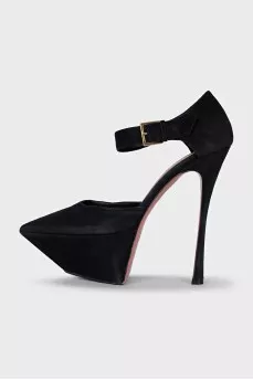 Suede platform heels