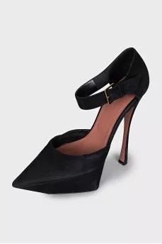 Suede platform heels