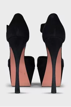 Suede platform heels