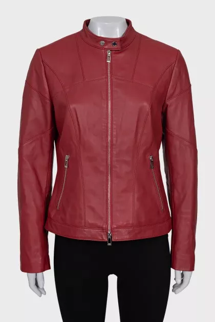 Red jacket with a zipper