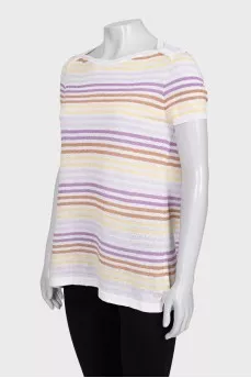 Вязаная футболка из льна и шелка