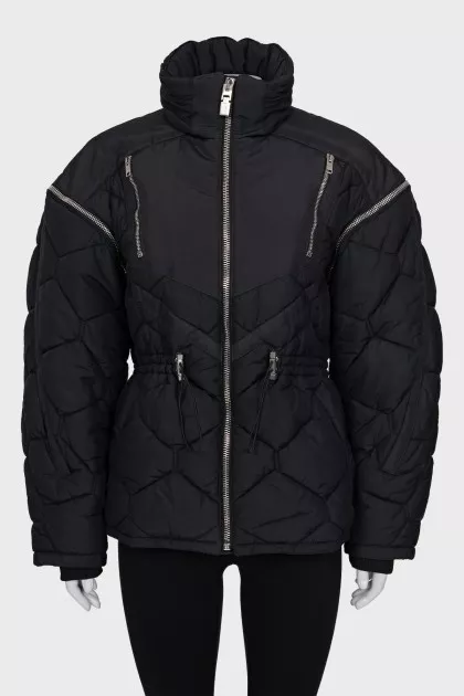 Black down jacket with detachable sleeves