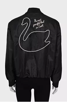 Black bomber jacket with embroidery