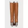 Leather boots with silver heels