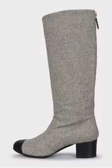 Textile boots with leather toes