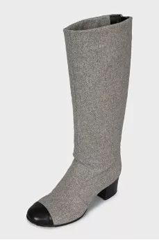 Textile boots with leather toes