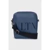 Men's blue leather bag