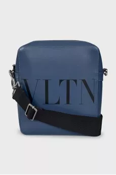 Men's blue leather bag