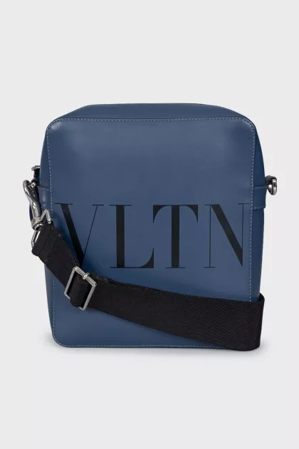 Men's blue leather bag