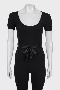 Black wool and silk blouse
