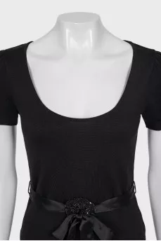Black wool and silk blouse