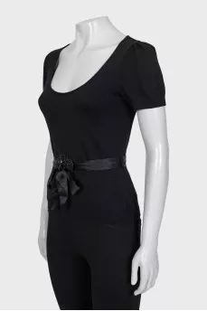 Black wool and silk blouse