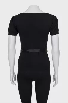 Black wool and silk blouse