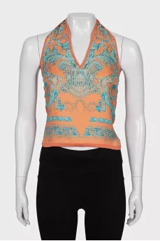 Printed tie-up top