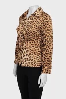 Animal print blouse with belt