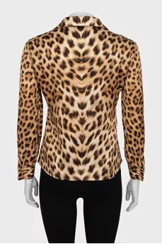 Animal print blouse with belt