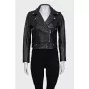 Black cropped leather jacket