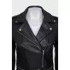 Black cropped leather jacket