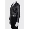 Black cropped leather jacket