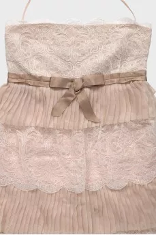 Silk mini dress with lace