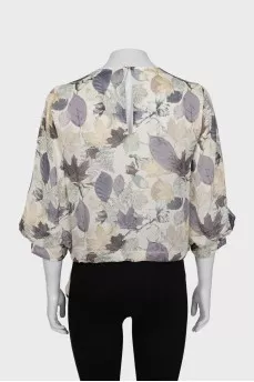 Slim-fit blouse with floral print